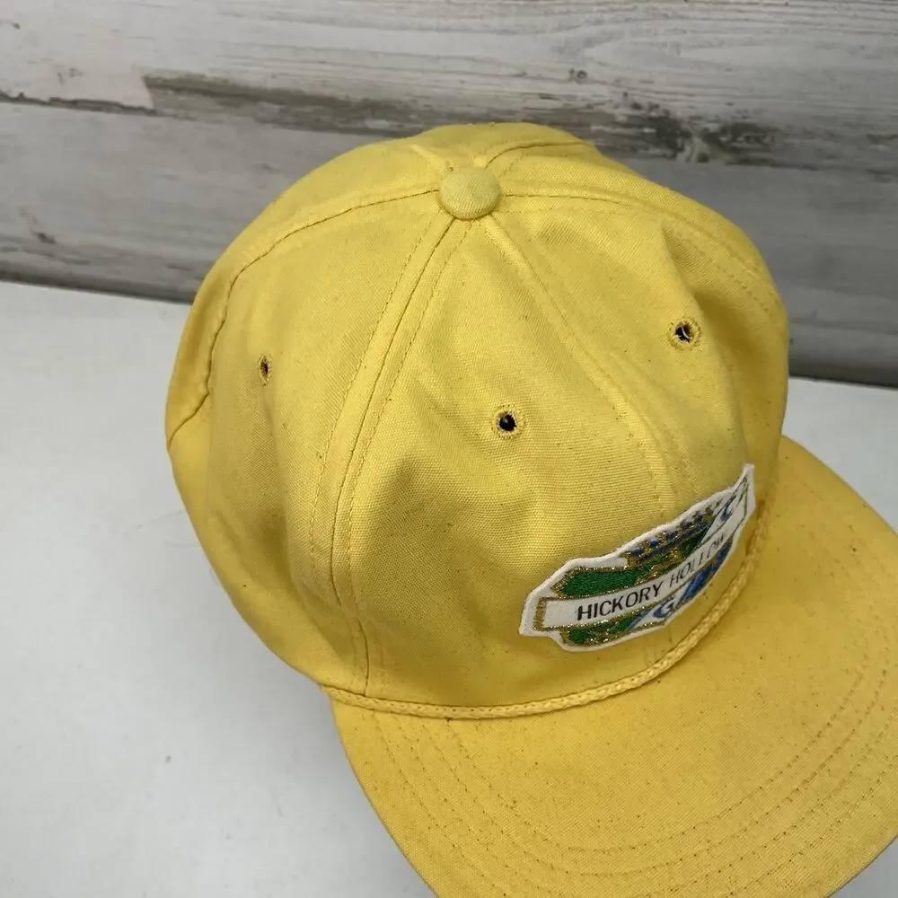 Vintage Hickory Hollow Golf Club Yellow Adjustable Strapback Baseball‎ Hat Cap